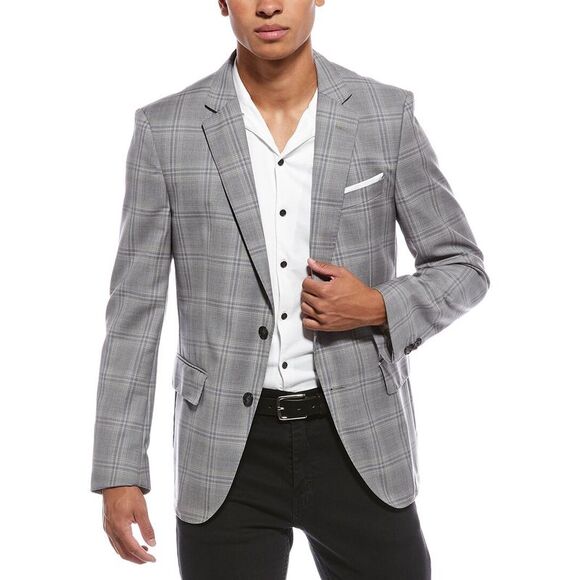 Hugo Boss MensHutson Wool Blazer, Silver